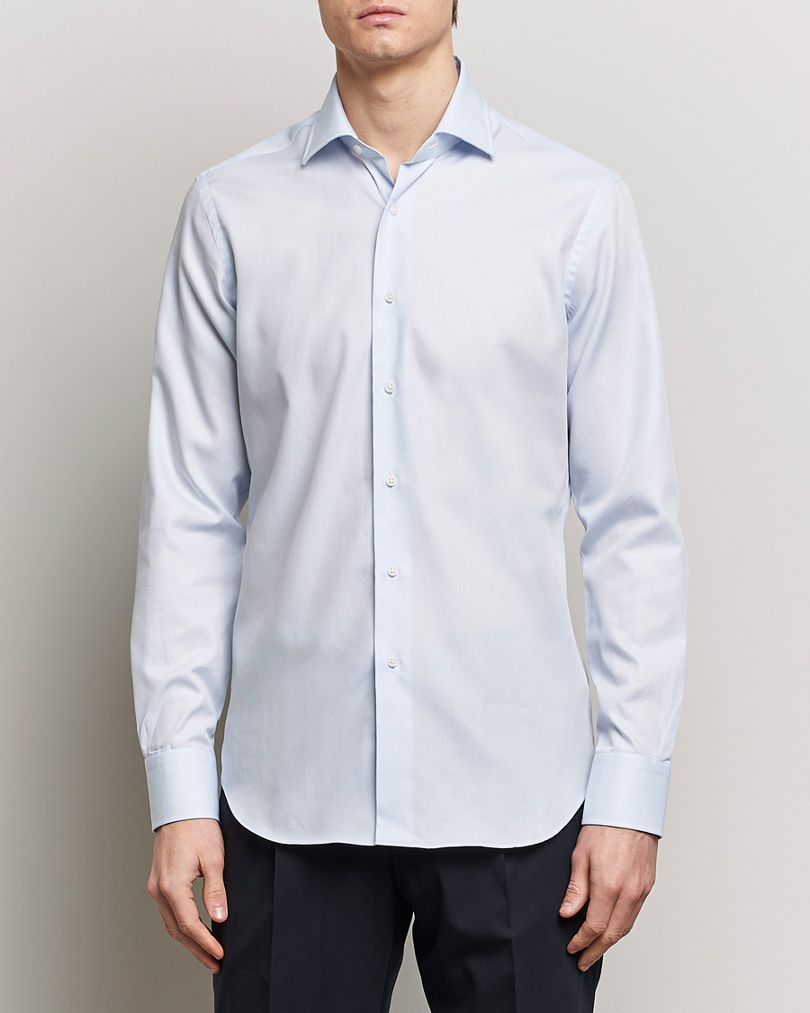 Heren | Overhemden | Grigio | Cotton Twill Dress Shirt Light Blue