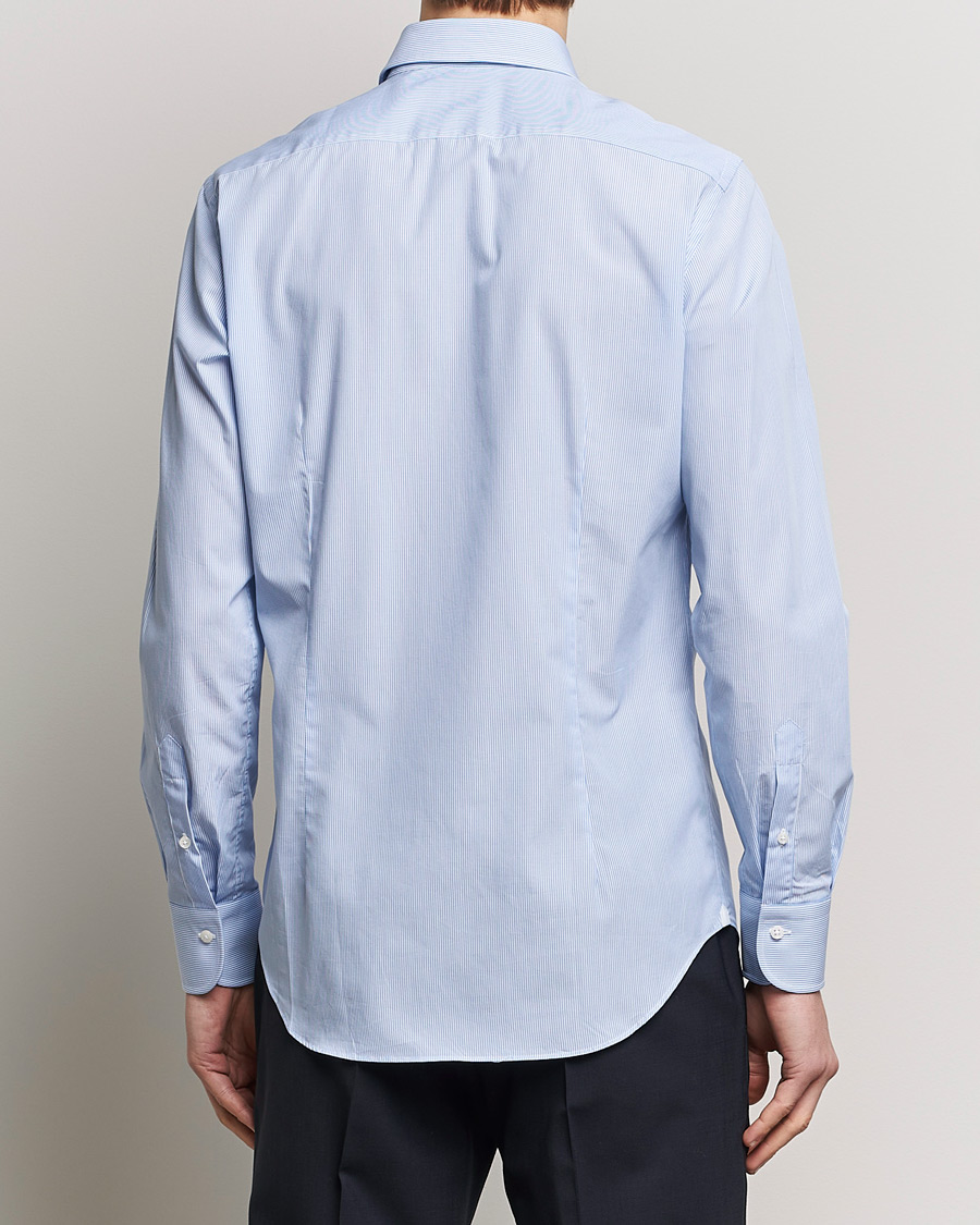 Heren | Overhemden | Grigio | Cotton Poplin Dress Shirt Light Blue Stripe