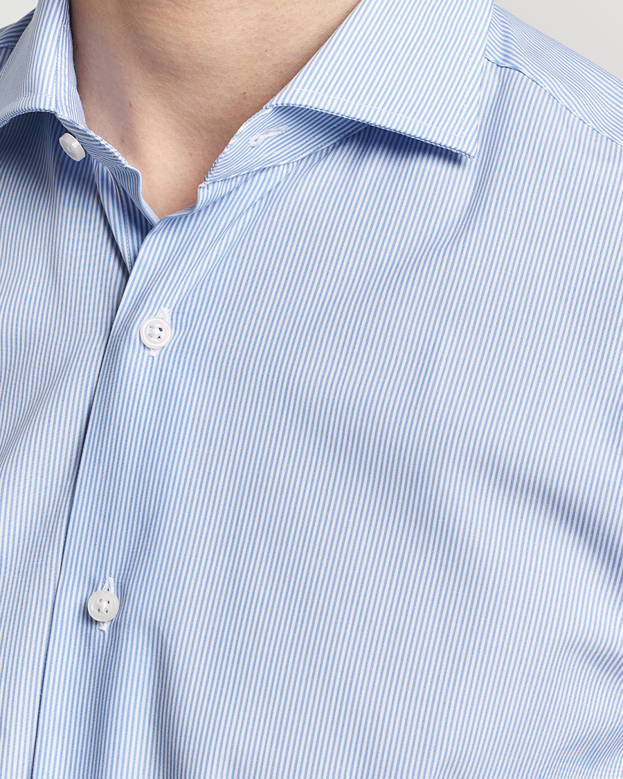 Heren | Overhemden | Grigio | Cotton Poplin Dress Shirt Light Blue Stripe