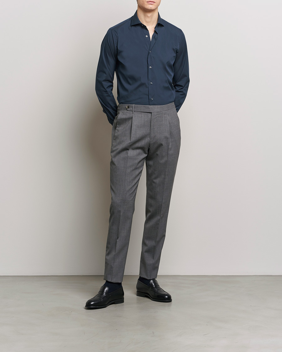 Heren | Overhemden | Grigio | Comfort Stretch Dress Shirt Navy