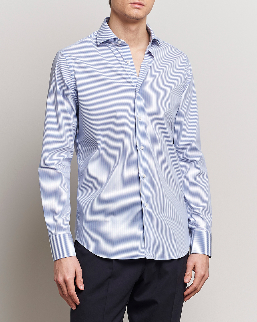 Heren | Overhemden | Grigio | Comfort Stretch Dress Shirt Light Blue Stripe