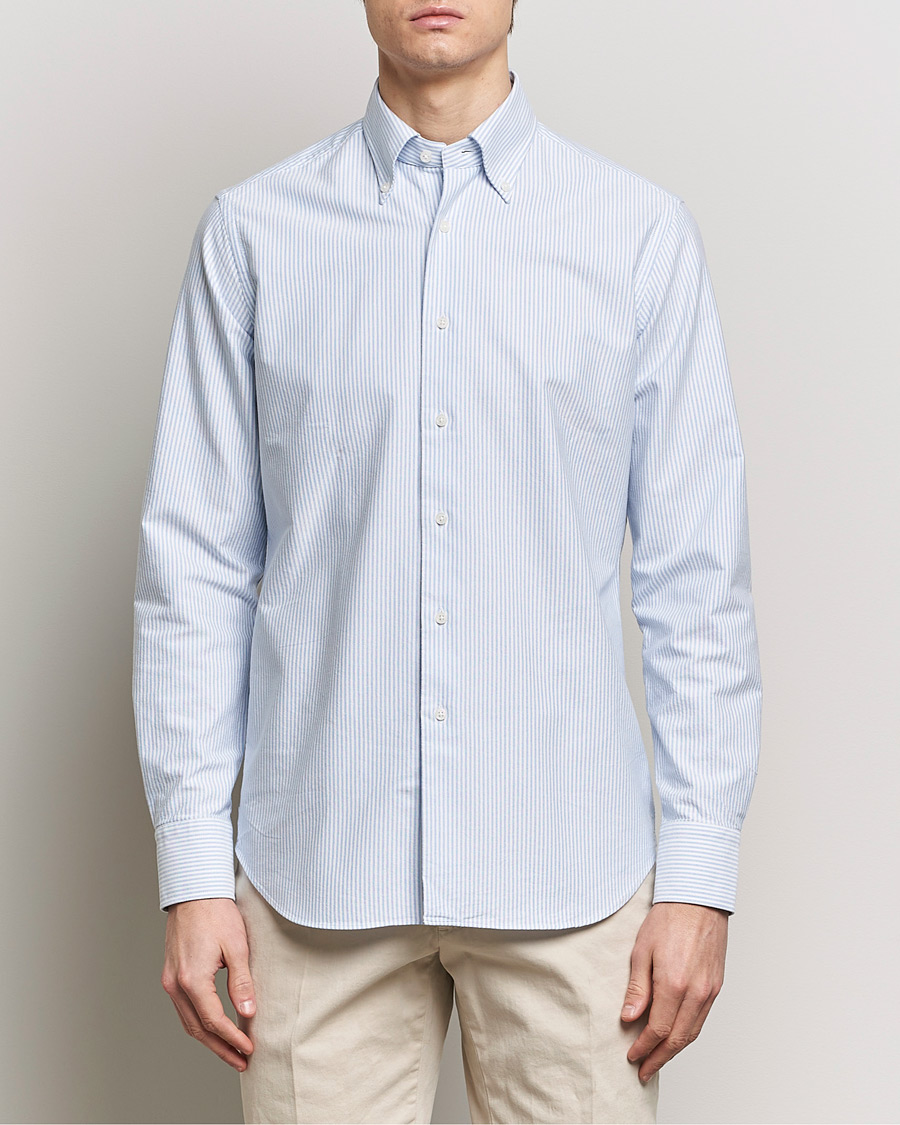 Heren | Kleding | Grigio | Oxford Button Down Shirt Light Blue Stripe