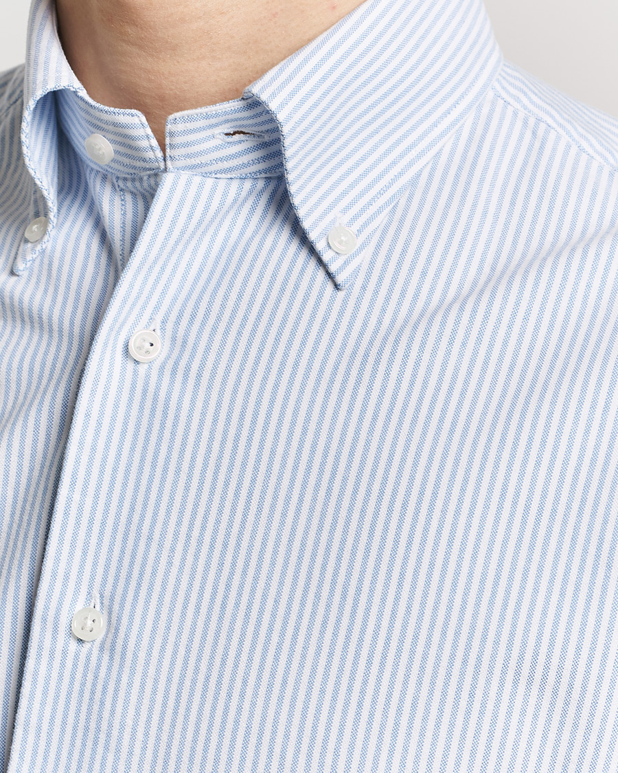 Heren | Overhemden | Grigio | Oxford Button Down Shirt Light Blue Stripe