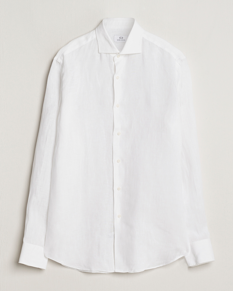 Heren | Overhemden | Grigio | Linen Casual Shirt White