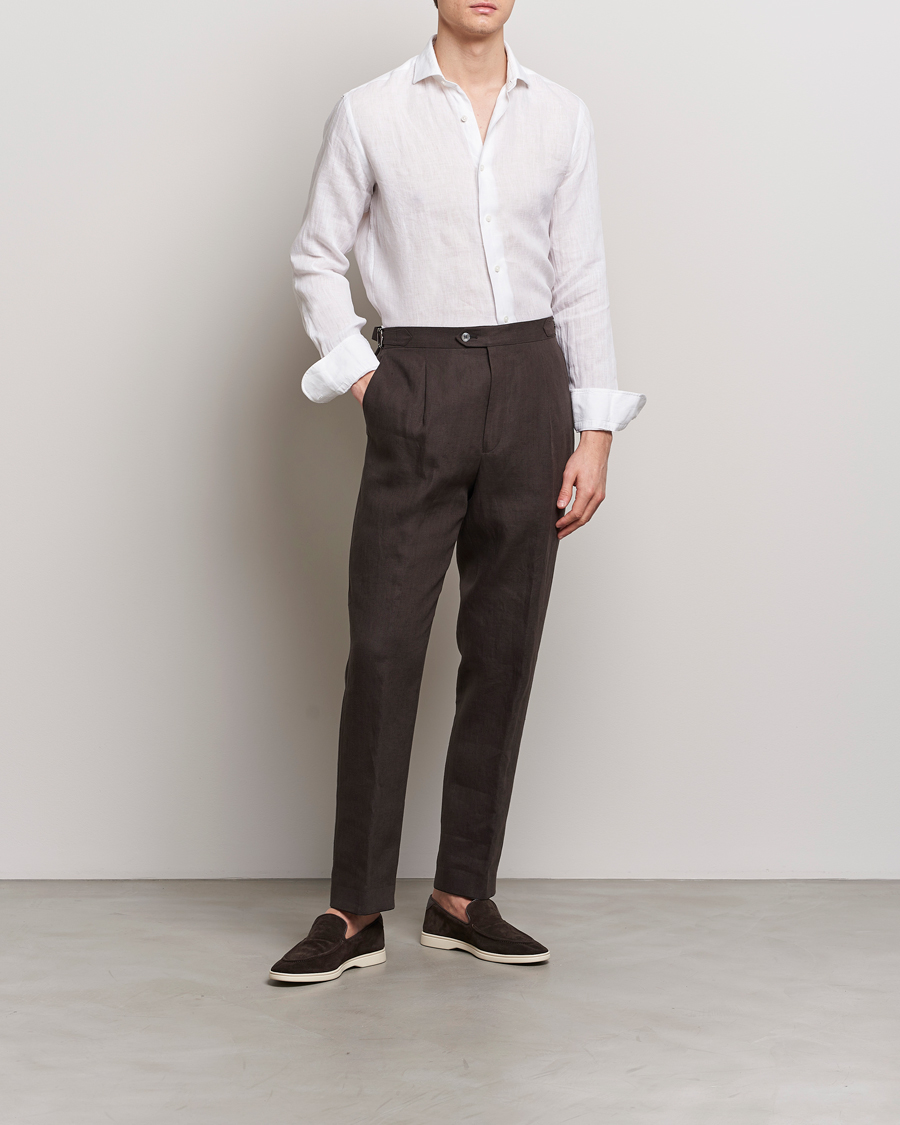 Heren | Overhemden | Grigio | Linen Casual Shirt White