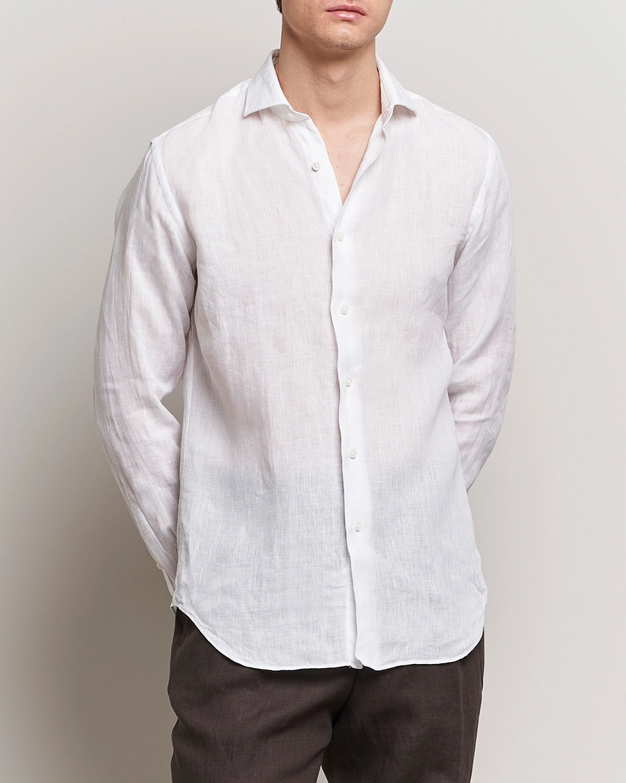 Heren | Grigio | Grigio | Linen Casual Shirt White