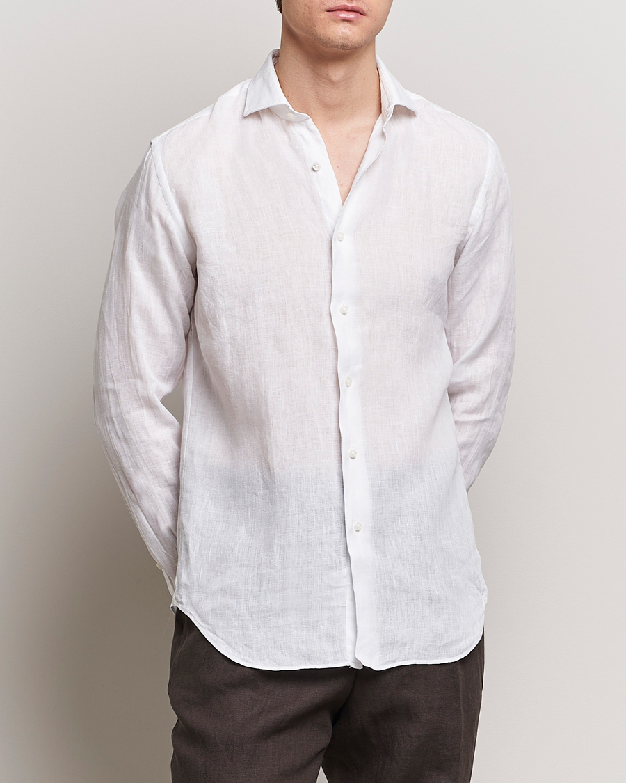 Heren | Overhemden | Grigio | Linen Casual Shirt White
