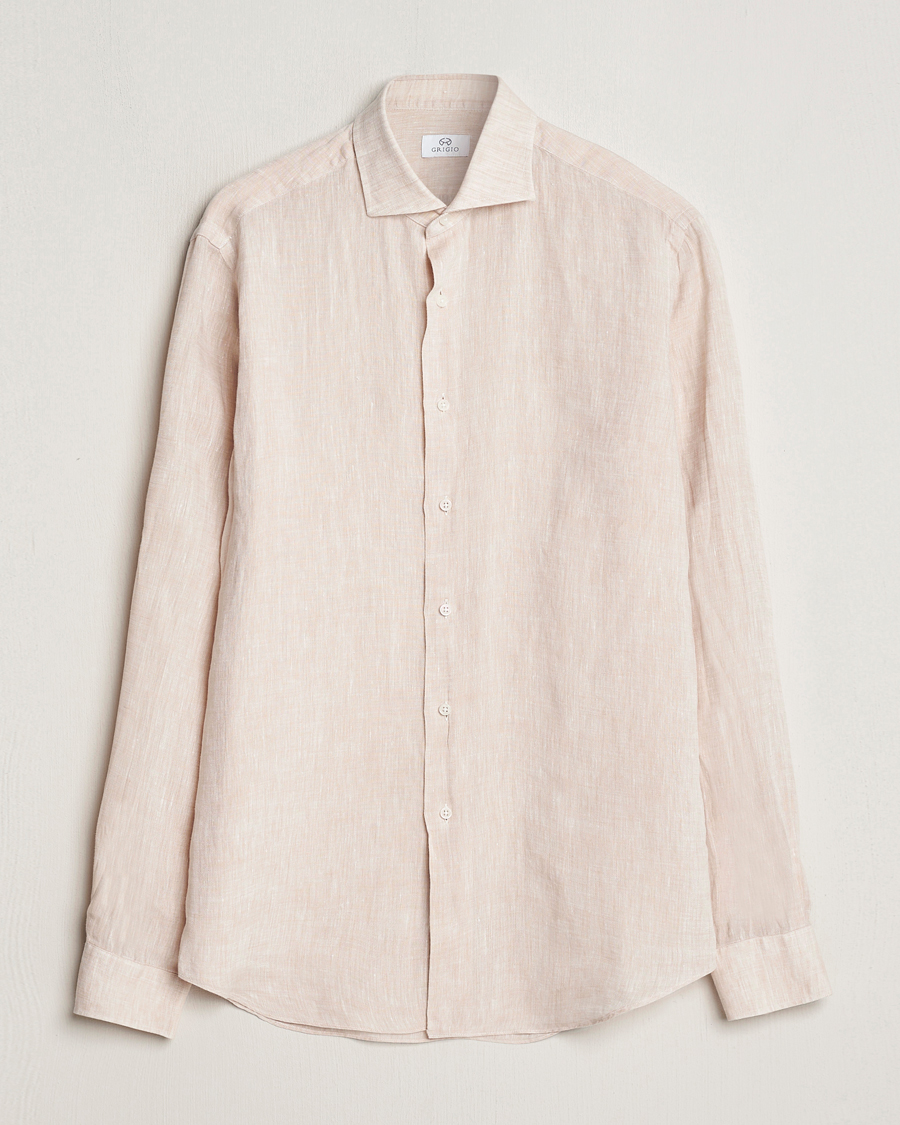 Heren | Overhemden | Grigio | Linen Casual Shirt Beige