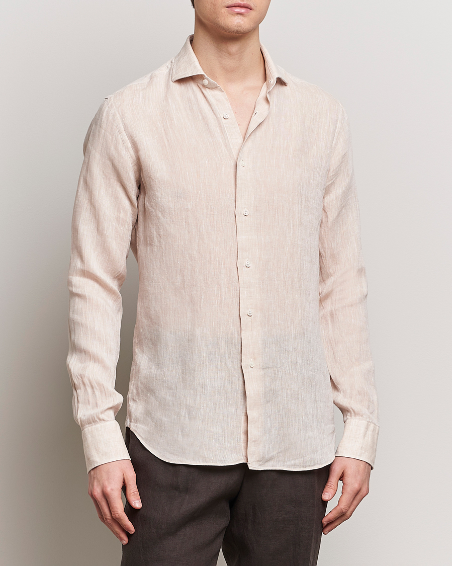 Heren | Overhemden | Grigio | Linen Casual Shirt Beige