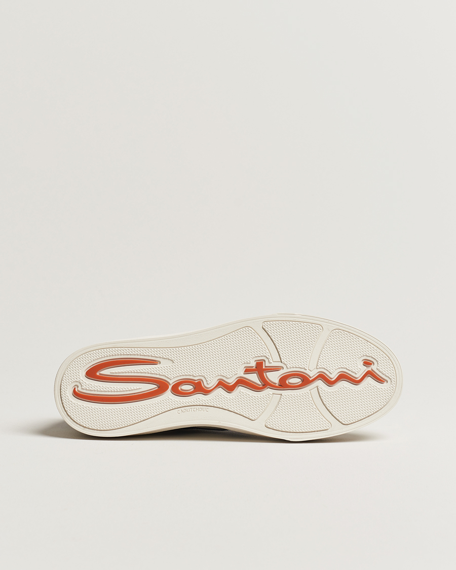 Heren | Santoni Double Buckle Sneakers White/Navy | Santoni | Double Buckle Sneakers White/Navy
