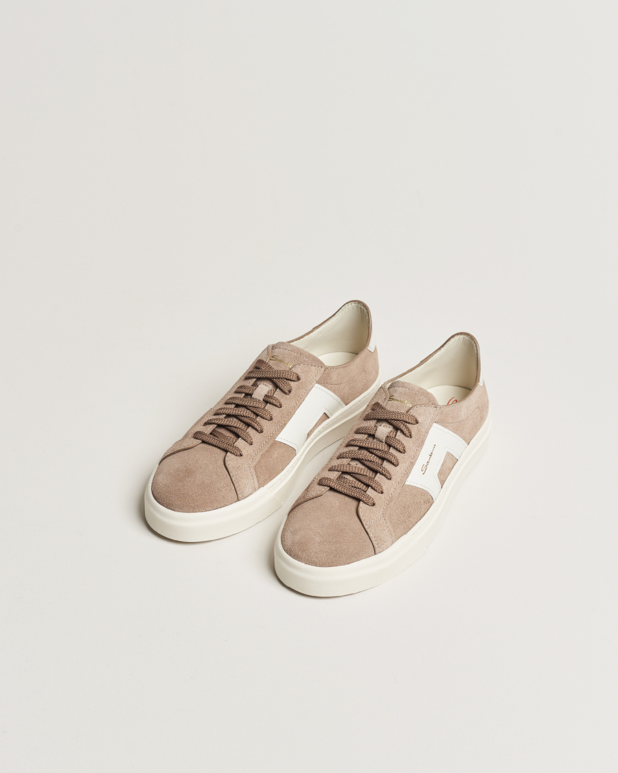 Heren | Santoni Double Buckle Sneakers Grey Suede | Santoni | Double Buckle Sneakers Grey Suede