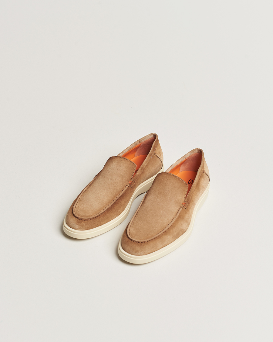 Heren | Italian Department | Santoni | Summer Loafers Beige Suede