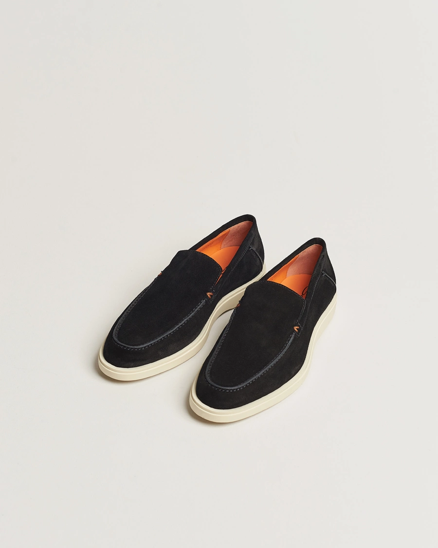 Heren | Handgemaakte schoenen | Santoni | Summer Loafers Black Suede