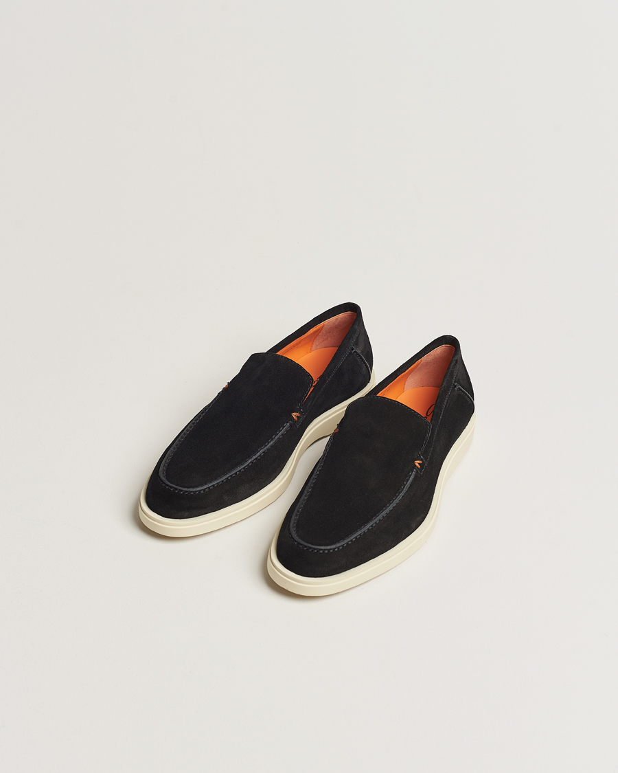 Heren | Italian Department | Santoni | Summer Loafers Black Suede