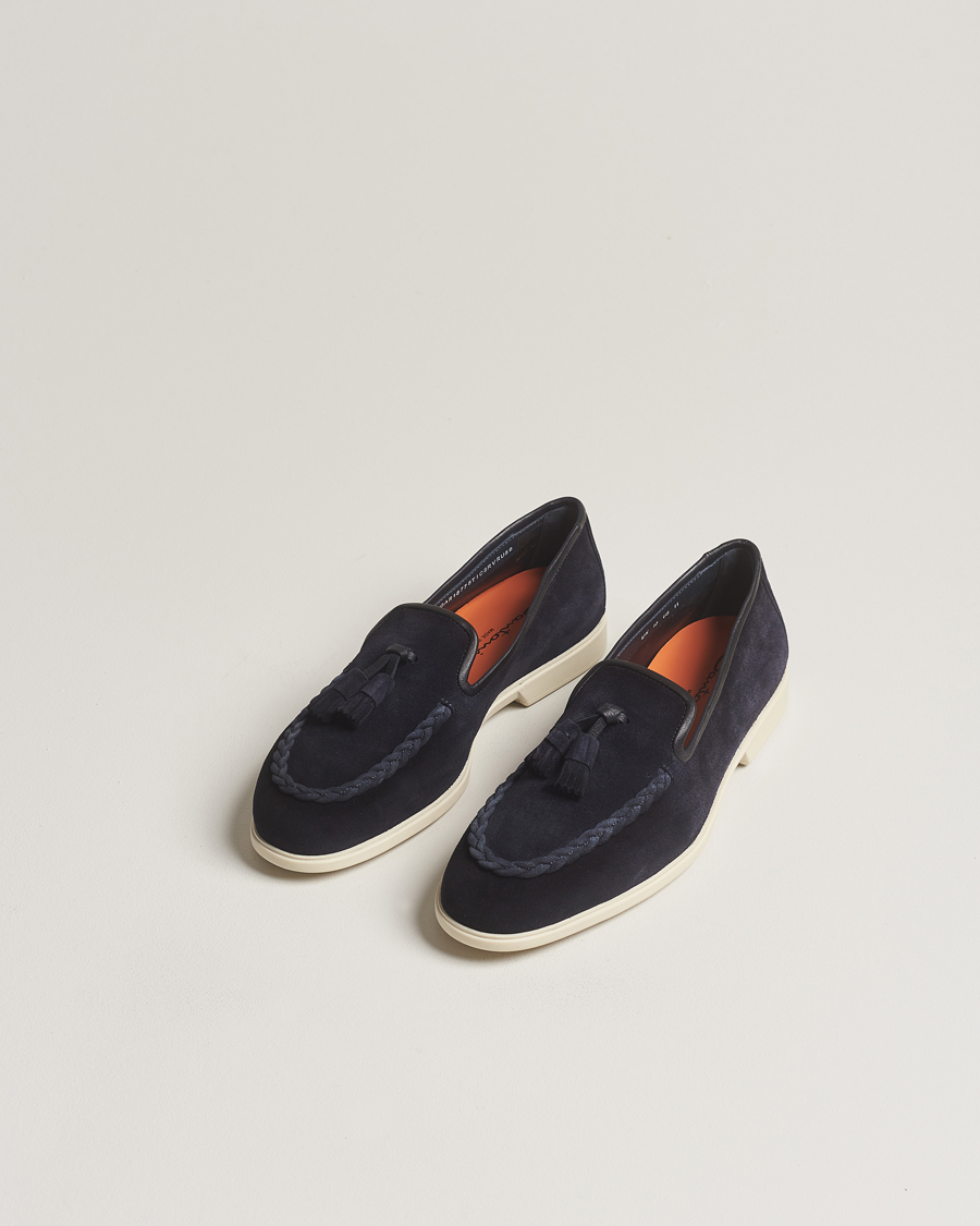 Heren | Suède schoenen | Santoni | Summer Tassel Loafers Navy Suede