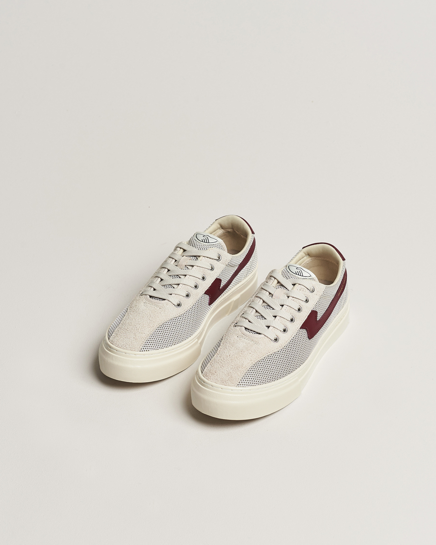 Heren | Stepney Workers Club | Stepney Workers Club | Dellow S-Strike Tennis Mesh Sneaker Ecru/Red