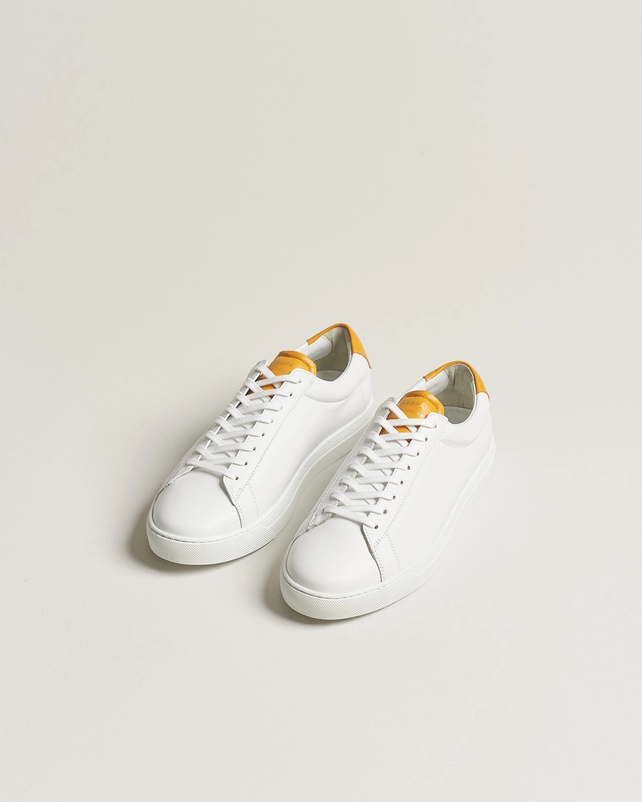 Heren | Witte sneakers | Zespà | ZSP4 Nappa Leather Sneakers White/Yellow