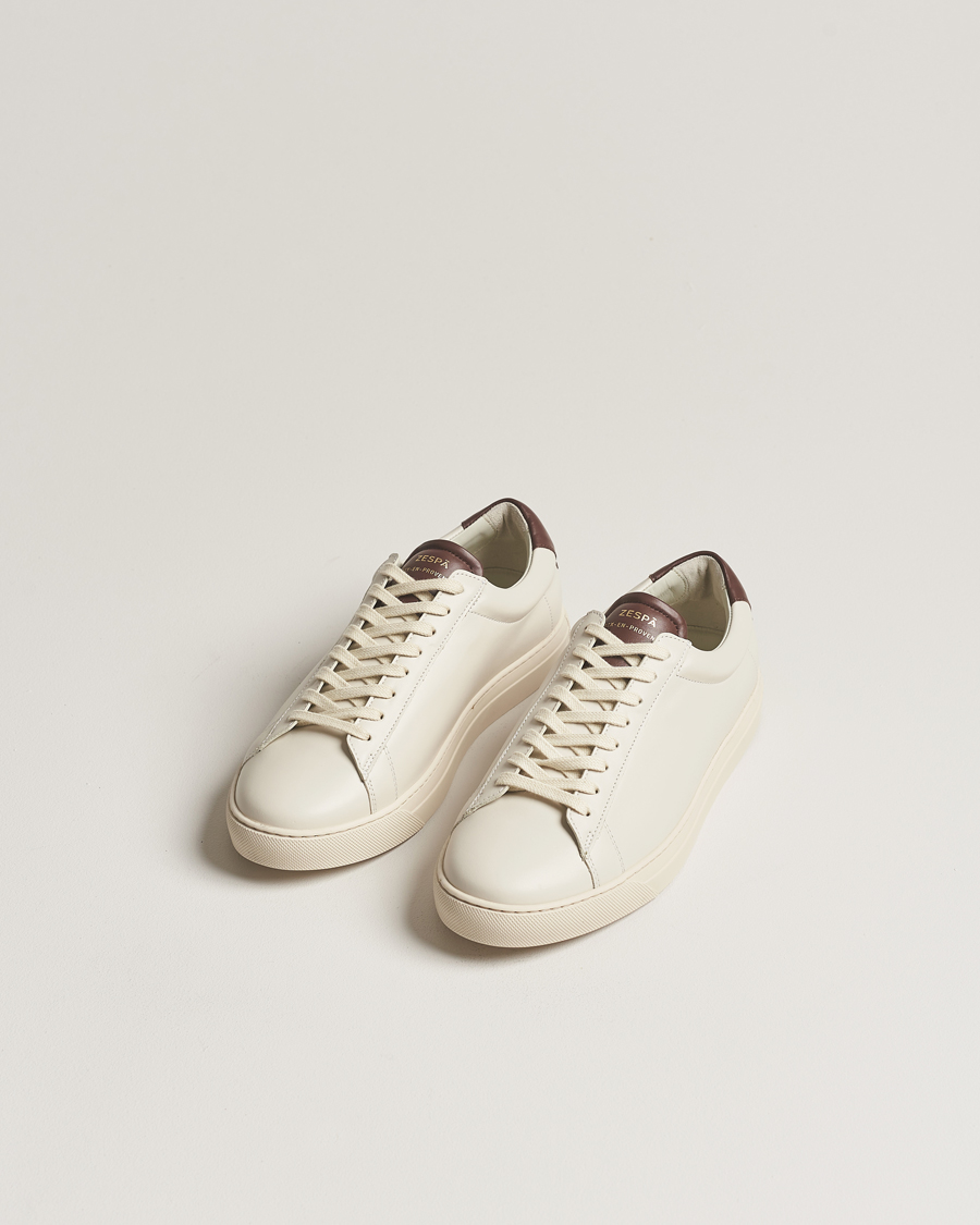 Heren |  | Zespà | ZSP4 Nappa Leather Sneakers Off White/Brown