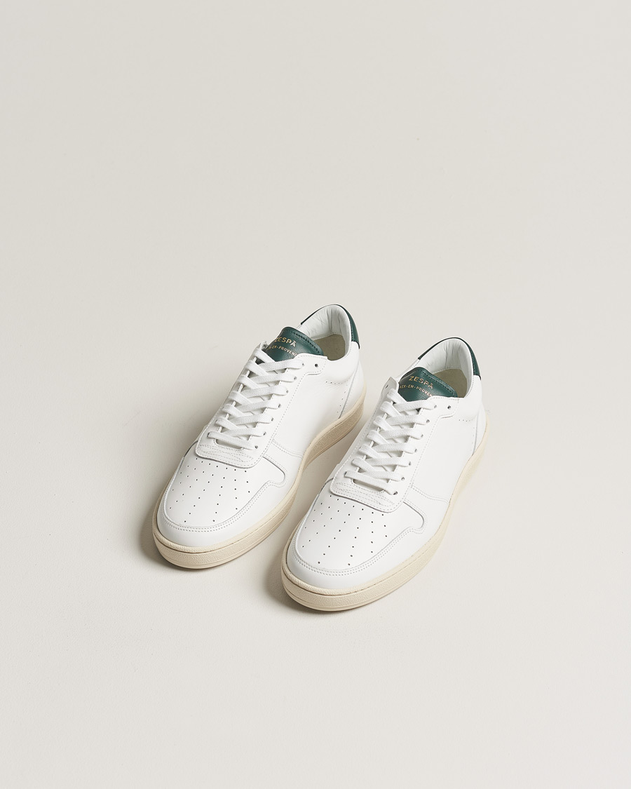 Heren | Witte sneakers | Zespà | ZSP23 APLA Leather Sneakers White/Dark Green