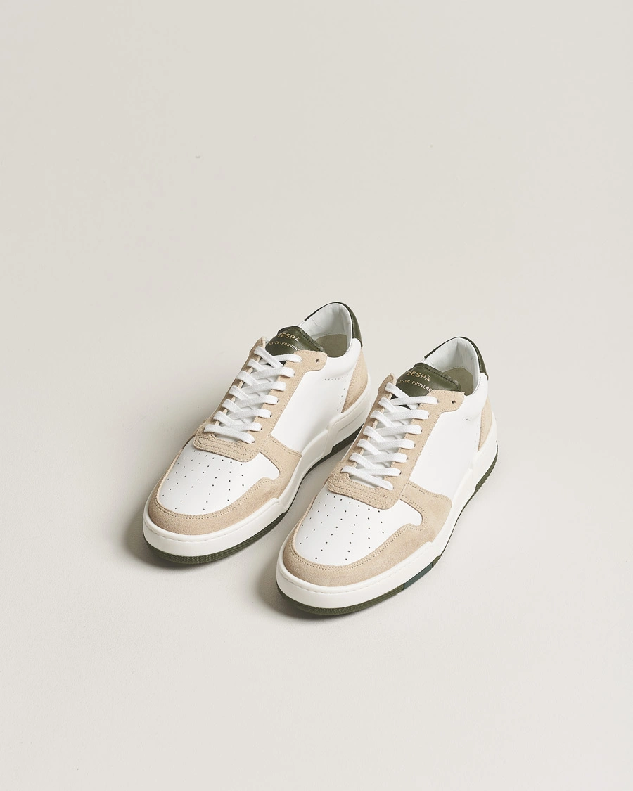 Heren | Witte sneakers | Zespà | ZSP23 MAX Nappa/Suede Sneakers Off White/Khaki