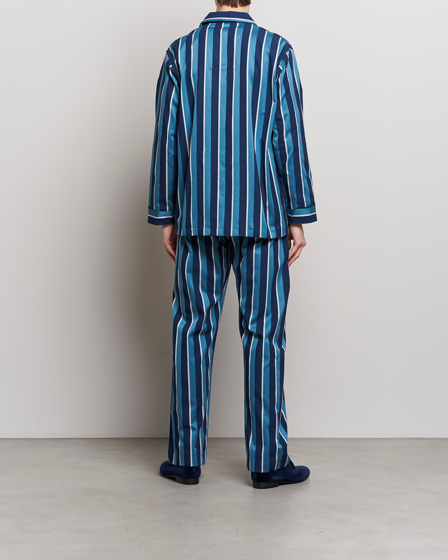 Heren | Pyjama's | Derek Rose | Cotton Striped Pyjama Set Teal