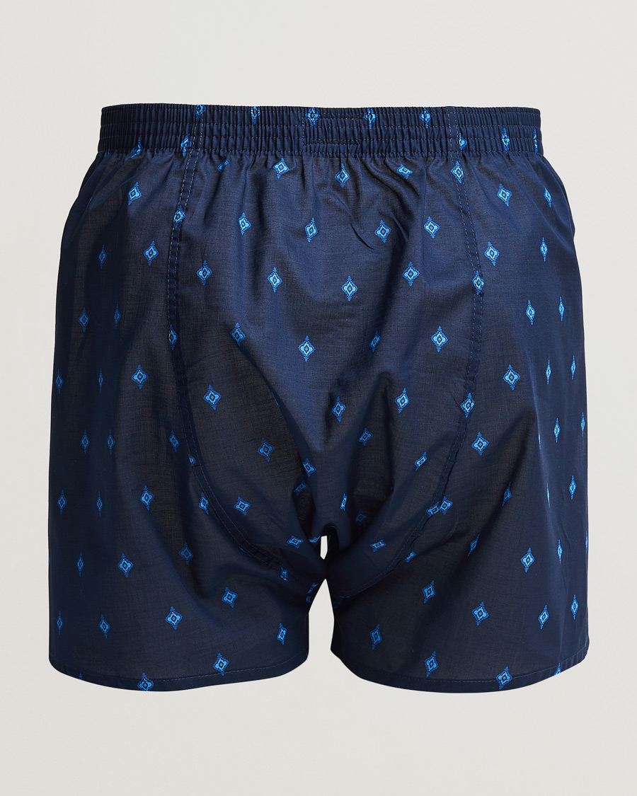 Heren | Best of British | Derek Rose | Classic Fit Woven Cotton Boxer Shorts Navy