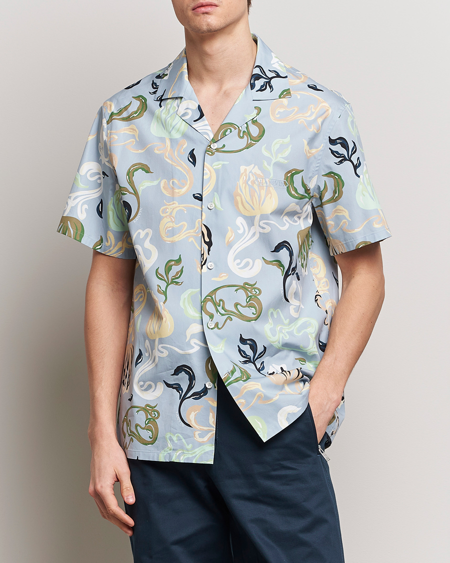 Heren | Luxury Brands | Lanvin | Printed Bowling Shirt Azur