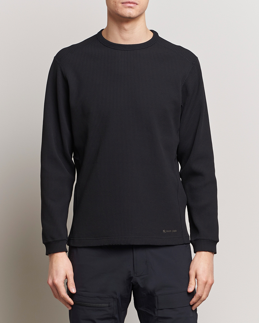 Heren | Zwarte T-shirts | Snow Peak | Dry Waffle Long Sleeve T-Shirt Black