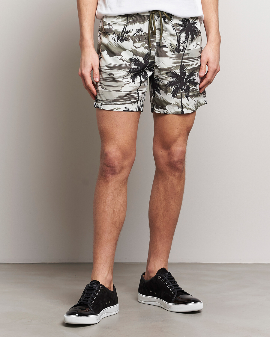 Heren | Zomer | Moncler | Palm Printed Swim Shorts White/Olive