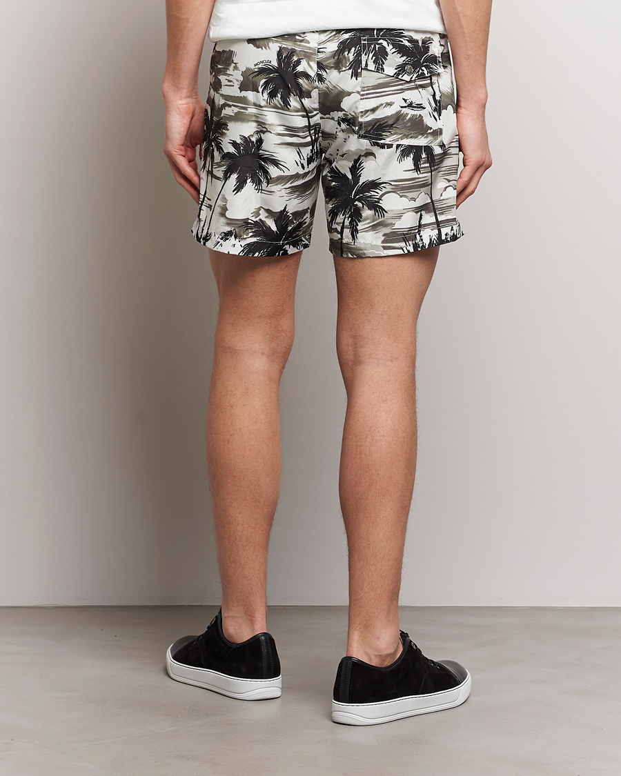 Heren | Zwembroek | Moncler | Palm Printed Swim Shorts White/Olive