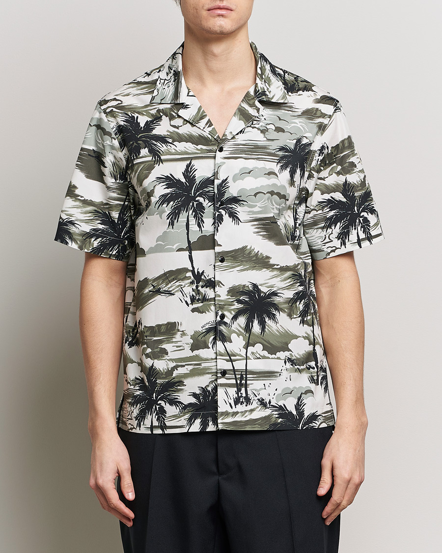 Heren |  | Moncler | Palm Printed Camp Shirt White/Olive