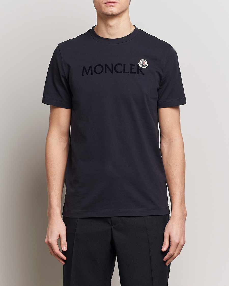 Heren |  | Moncler | Lettering Logo T-Shirt Navy
