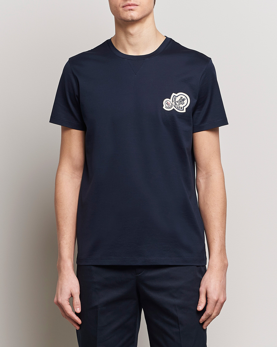 Heren | T-shirts met korte mouwen | Moncler | Double Logo T-Shirt Navy