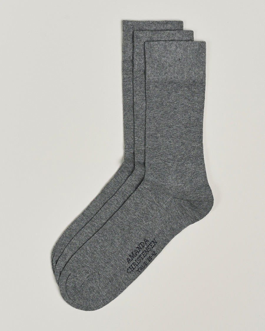 Heren | Ondergoed | Amanda Christensen | 3-Pack True Cotton Socks Grey Melange