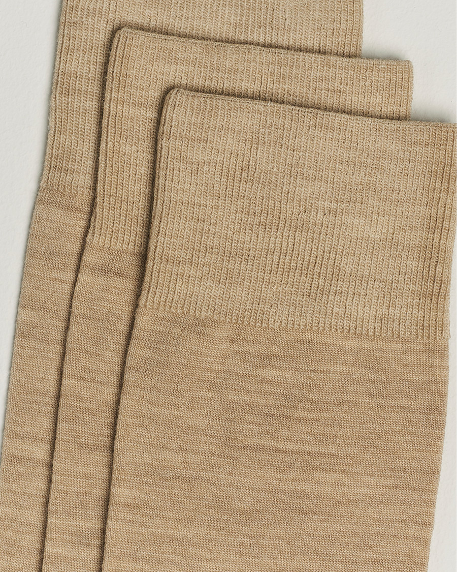 Heren | Ondergoed | Amanda Christensen | 3-Pack Icon Wool/Cotton Socks Sand