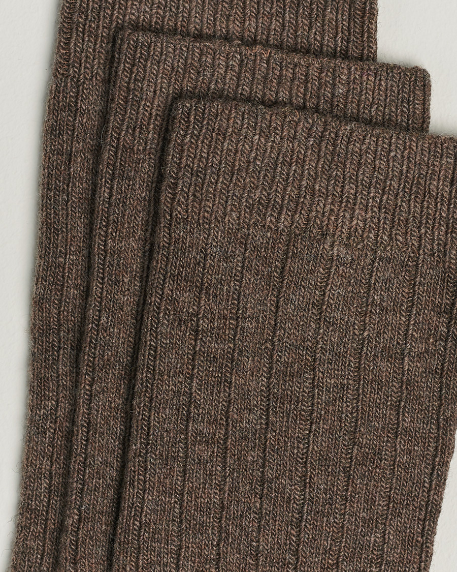 Heren | Ondergoed | Amanda Christensen | 3-Pack Supreme Wool/Cashmere Sock Brown Melange