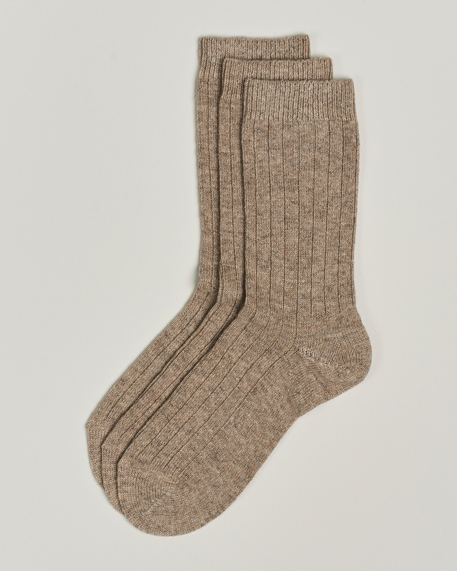 Heren | Ondergoed | Amanda Christensen | 3-Pack Supreme Wool/Cashmere Sock Beige Melange