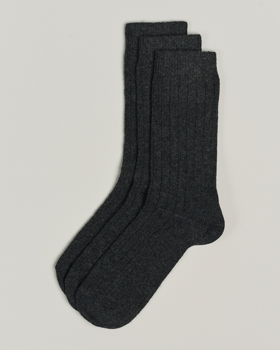 Heren | Ondergoed | Amanda Christensen | 3-Pack Supreme Wool/Cashmere Sock Antracite Melange