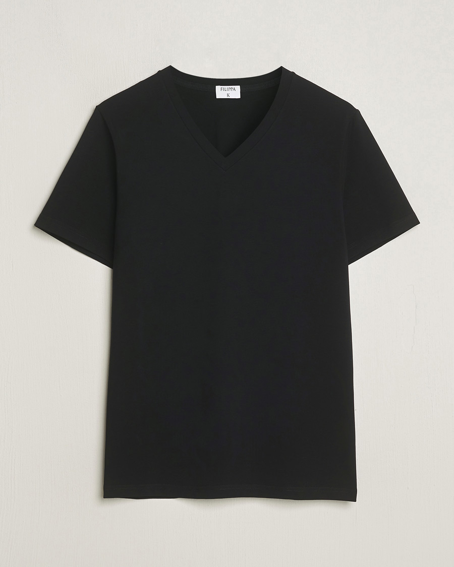 Heren | T-shirts | Filippa K | Organic Cotton V-Neck T-Shirt Black