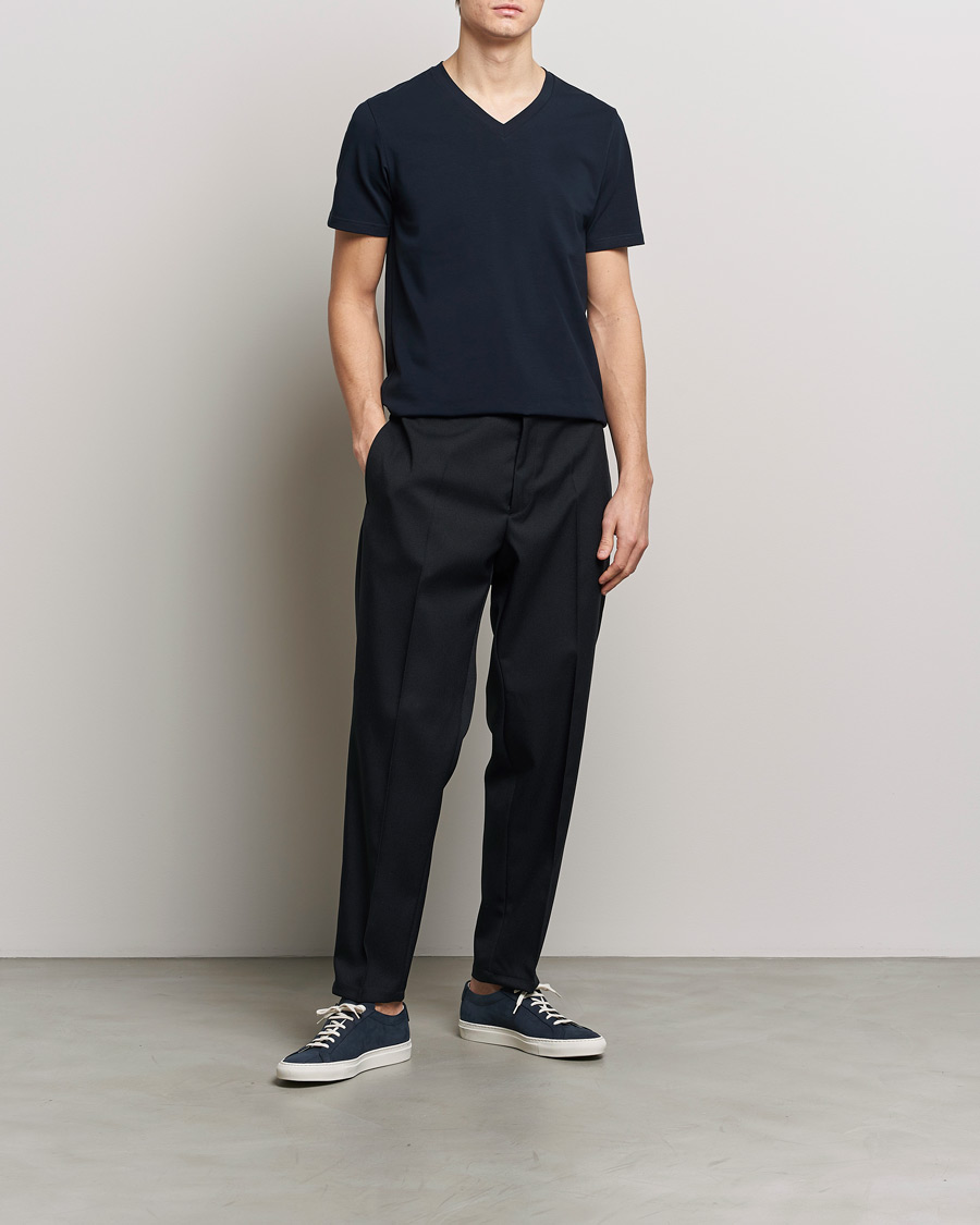 Heren | T-shirts | Filippa K | Organic Cotton V-Neck T-Shirt Navy