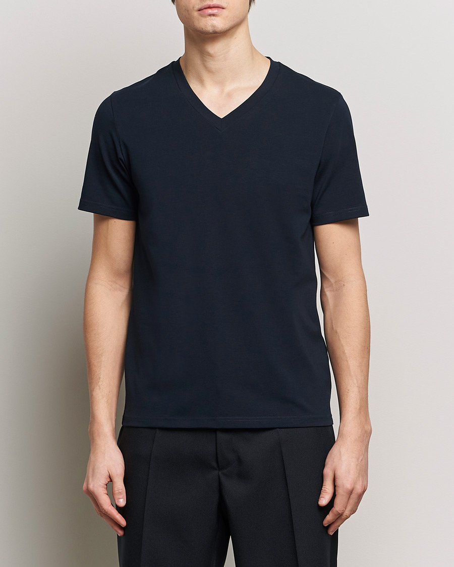 Heren | Filippa K | Filippa K | Organic Cotton V-Neck T-Shirt Navy