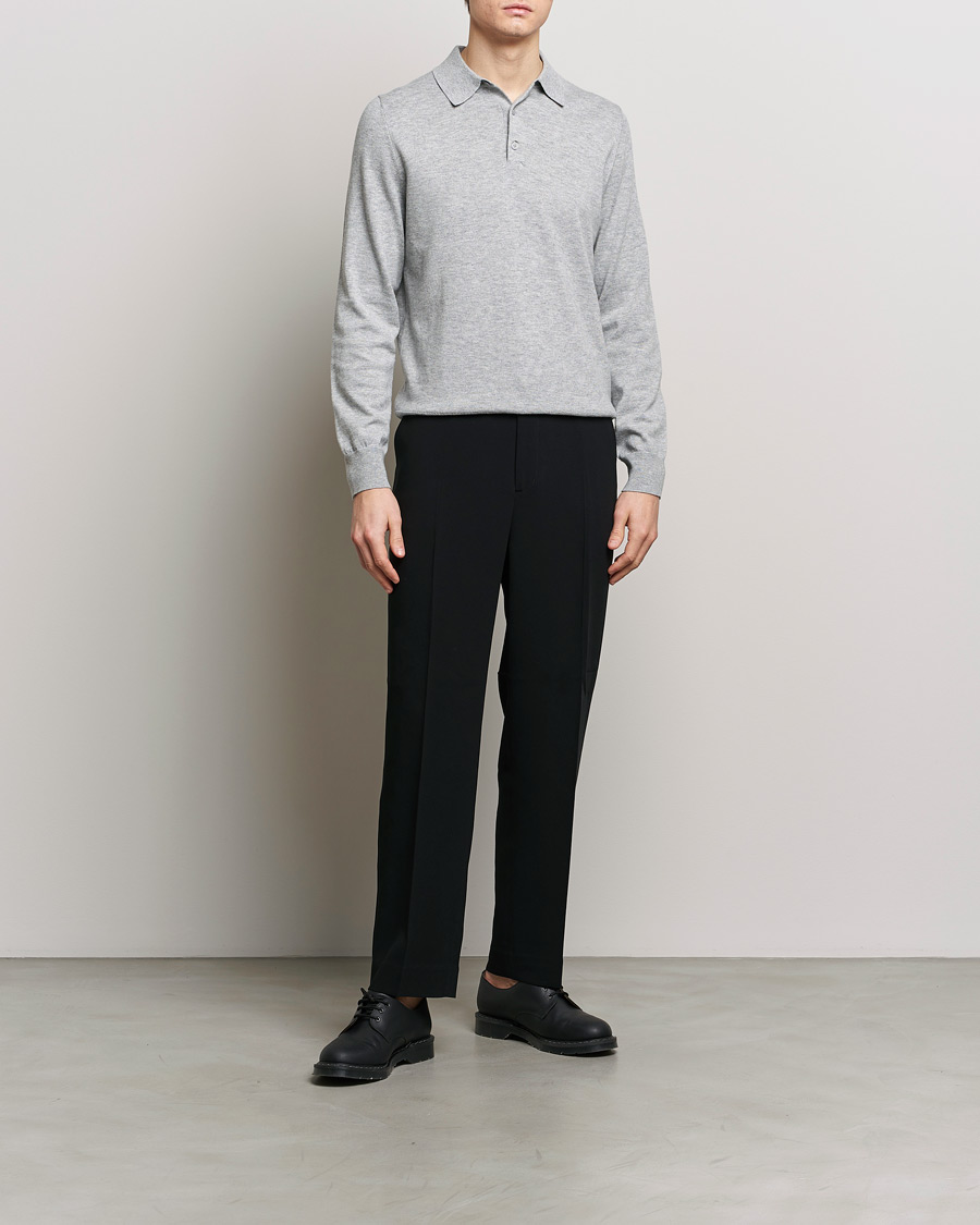 Heren | Truien | Filippa K | Knitted Polo Shirt Light Grey Melange