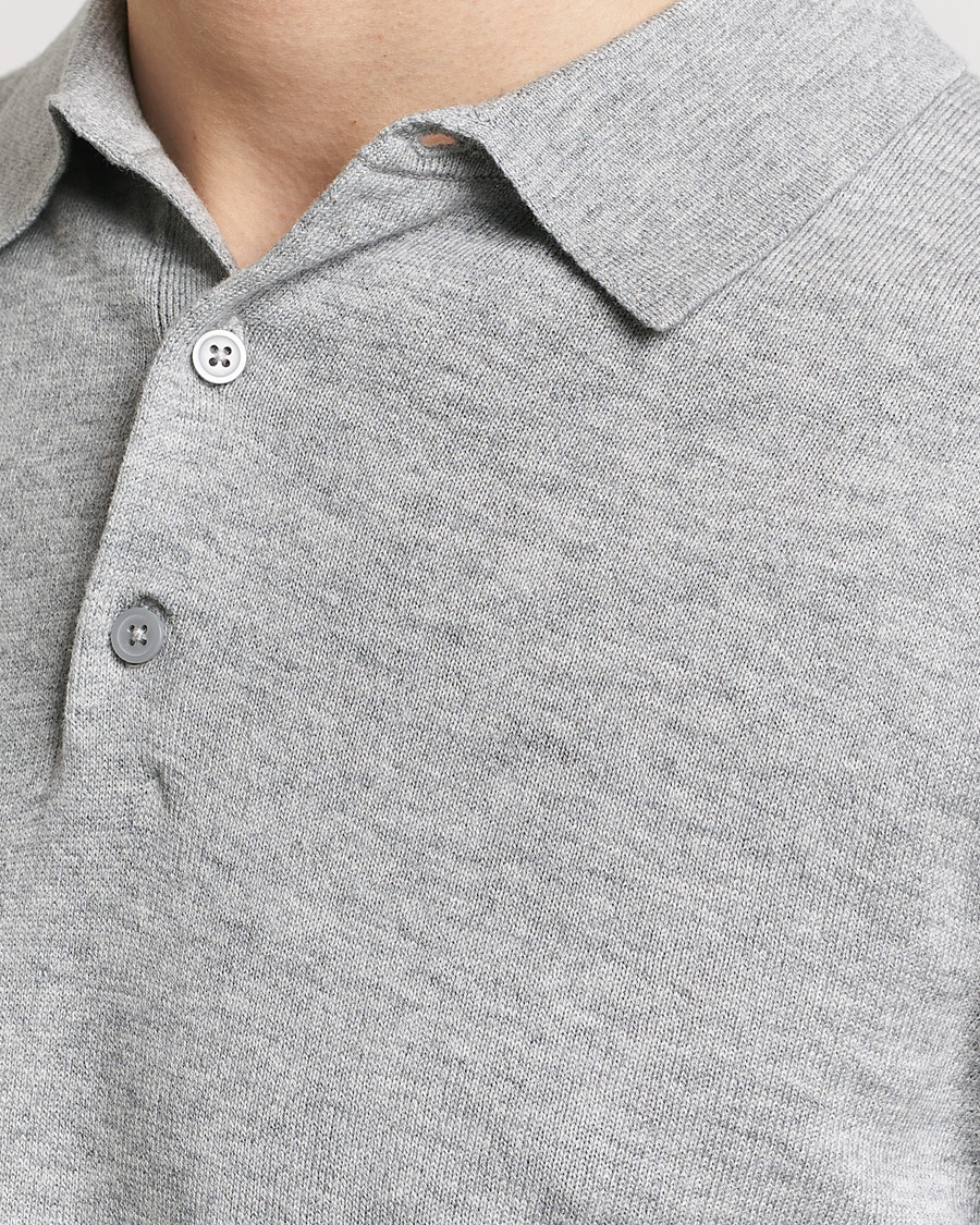 Heren | Truien | Filippa K | Knitted Polo Shirt Light Grey Melange