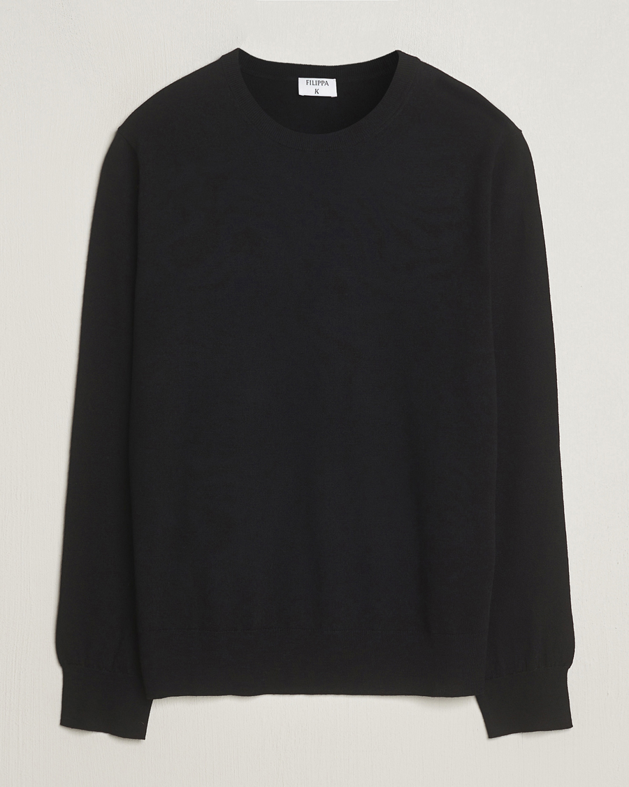 Heren | Truien | Filippa K | Merino Round Neck Sweater Black