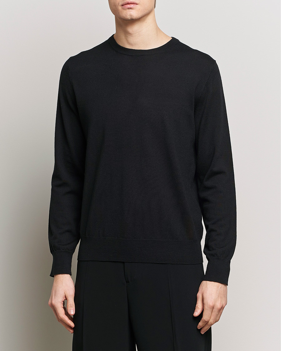 Heren | Ronde hals truien | Filippa K | Merino Round Neck Sweater Black
