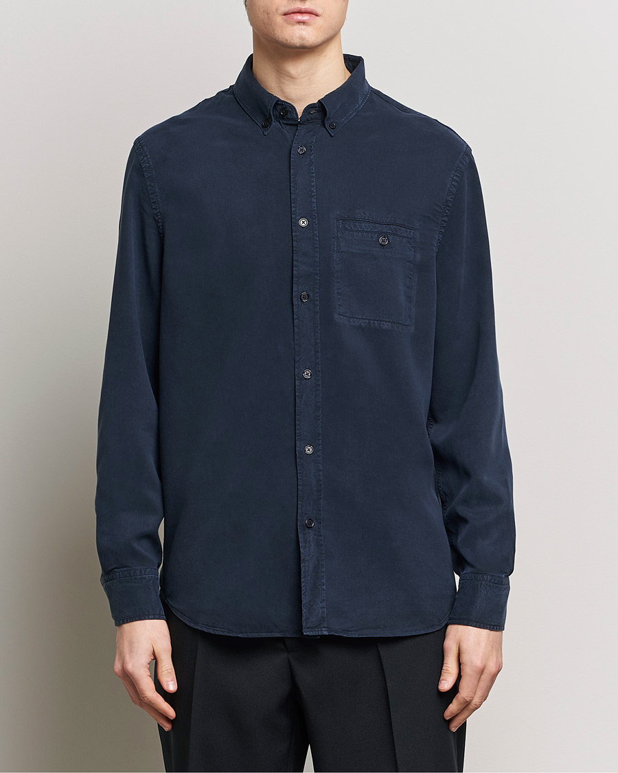 Heren | Casual overhemden | Filippa K | Zachary Lyocell Shirt Navy