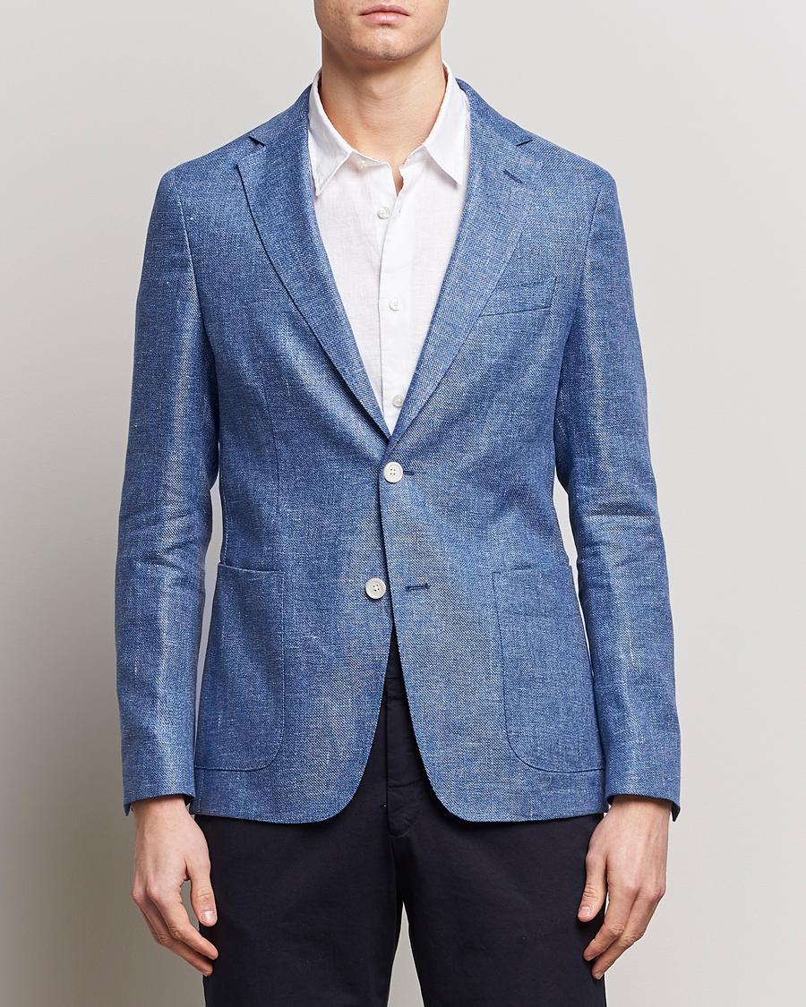 Heren | Blazers | BOSS BLACK | Hanry Linen Blazer Medium Blue