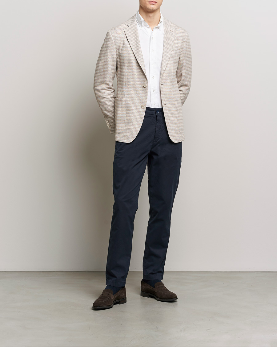 Heren | Blazers | BOSS BLACK | Hanry Jersey Linen Checked Blazer Dark Beige