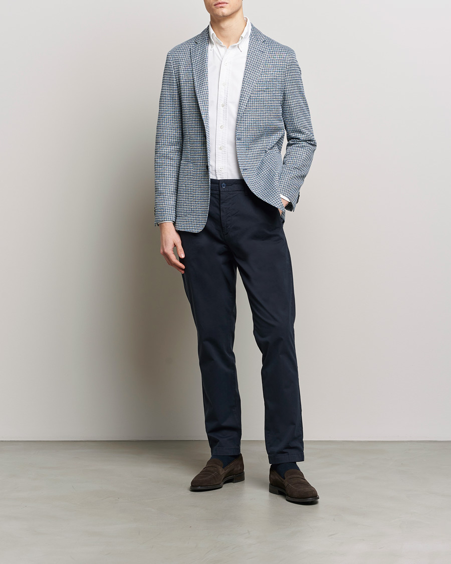 Heren | Blazers | BOSS BLACK | Hanry Jersey Linen Checked Blazer Bright Blue