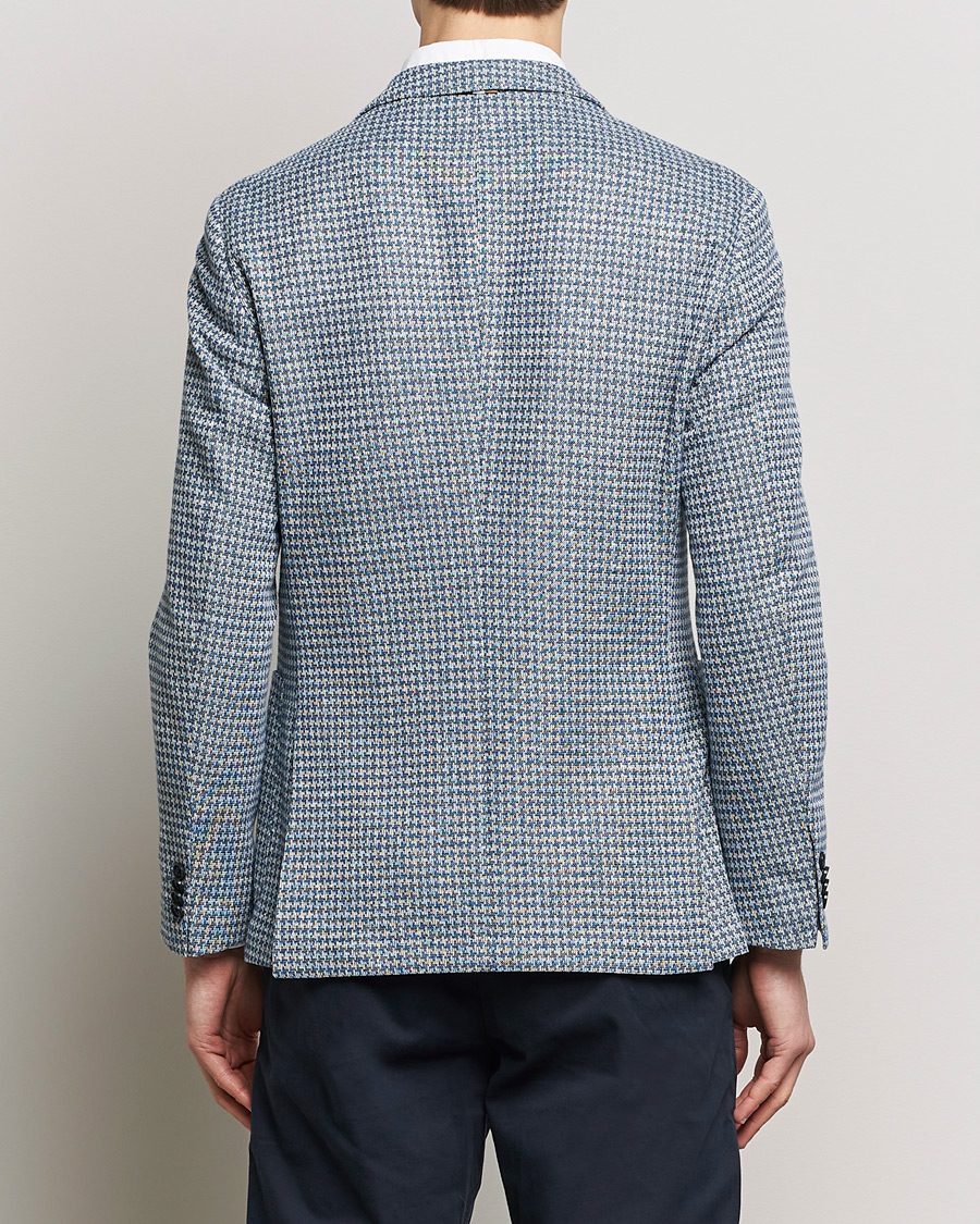 Heren | Blazers | BOSS BLACK | Hanry Jersey Linen Checked Blazer Bright Blue